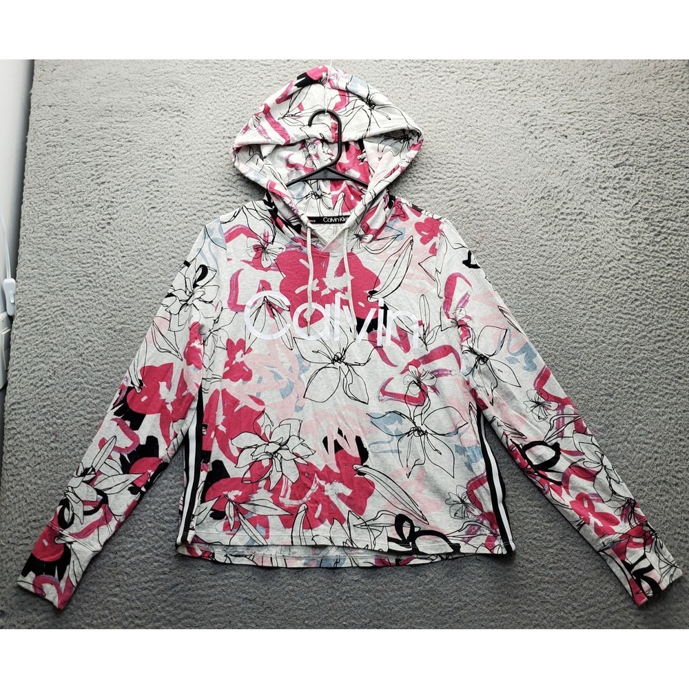 Calvin Klein Performance Hoodie Womens XS Multi Floral Athletic Stretch Pullover